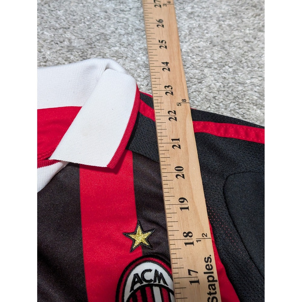 AC Milan Jersey Kids XL Red Black Ronaldinho 80 Soccer Shirt Bwin Striped Sport - Picture 5 of 7